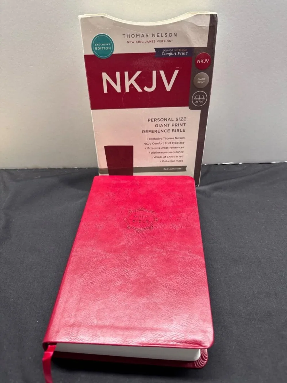 NKJV Personal Size Giant Print Reference Bible Red Letter Edition Red Leathersof